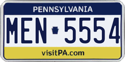 PA license plate MEN5554
