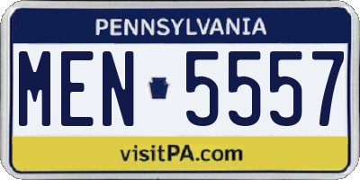 PA license plate MEN5557