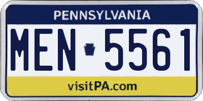 PA license plate MEN5561