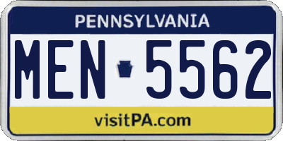 PA license plate MEN5562
