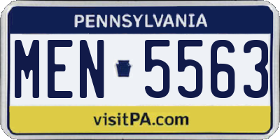 PA license plate MEN5563