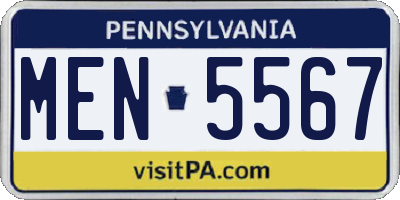 PA license plate MEN5567