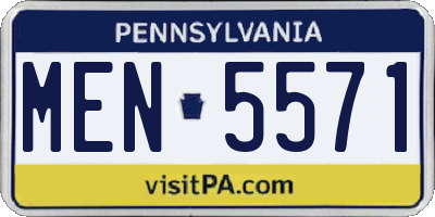 PA license plate MEN5571