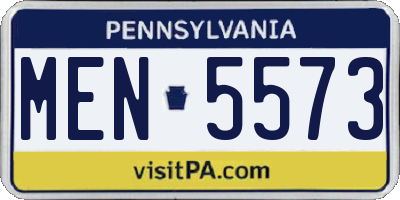 PA license plate MEN5573