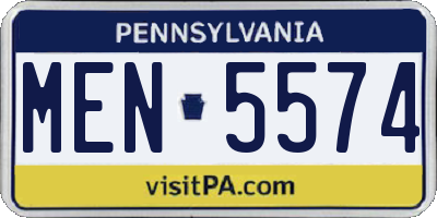 PA license plate MEN5574