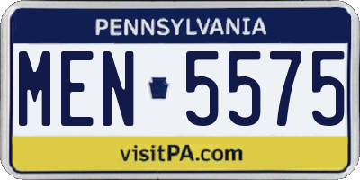 PA license plate MEN5575