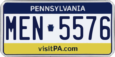 PA license plate MEN5576