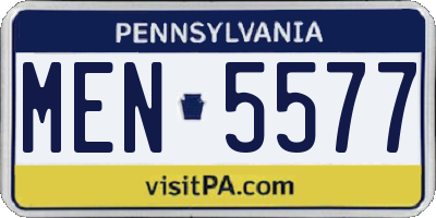 PA license plate MEN5577