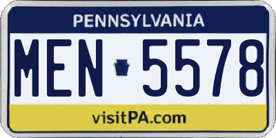 PA license plate MEN5578