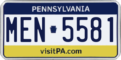 PA license plate MEN5581