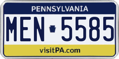 PA license plate MEN5585