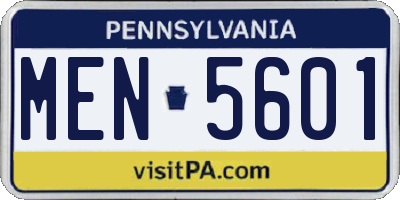 PA license plate MEN5601