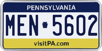 PA license plate MEN5602