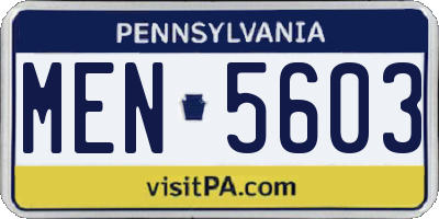 PA license plate MEN5603