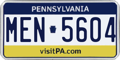 PA license plate MEN5604