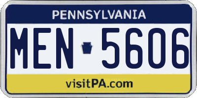PA license plate MEN5606