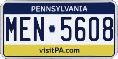 PA license plate MEN5608
