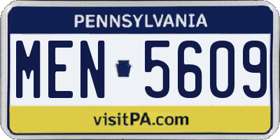 PA license plate MEN5609