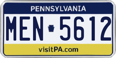 PA license plate MEN5612
