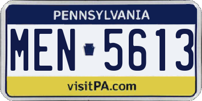 PA license plate MEN5613