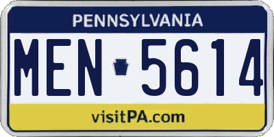 PA license plate MEN5614
