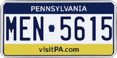 PA license plate MEN5615
