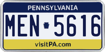 PA license plate MEN5616