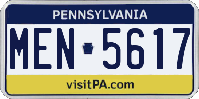 PA license plate MEN5617