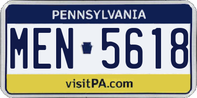 PA license plate MEN5618