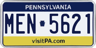 PA license plate MEN5621