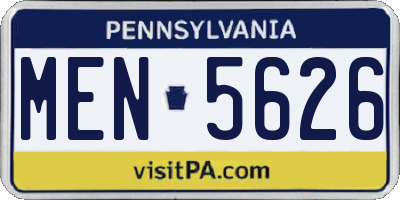 PA license plate MEN5626