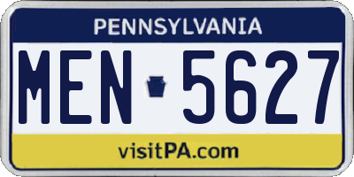 PA license plate MEN5627