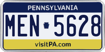 PA license plate MEN5628