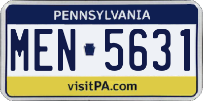 PA license plate MEN5631