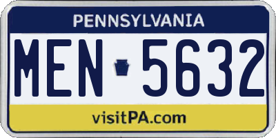 PA license plate MEN5632