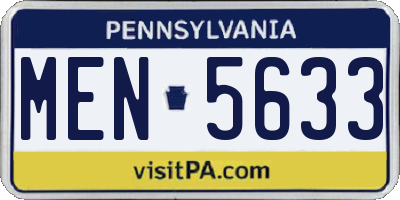 PA license plate MEN5633