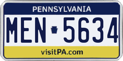 PA license plate MEN5634