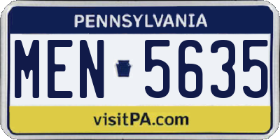 PA license plate MEN5635