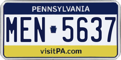 PA license plate MEN5637