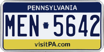 PA license plate MEN5642