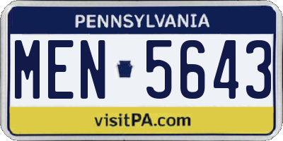 PA license plate MEN5643
