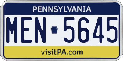 PA license plate MEN5645