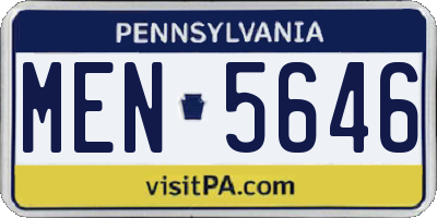 PA license plate MEN5646