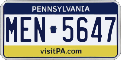 PA license plate MEN5647