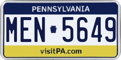 PA license plate MEN5649