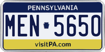 PA license plate MEN5650