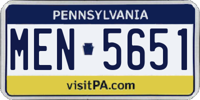 PA license plate MEN5651