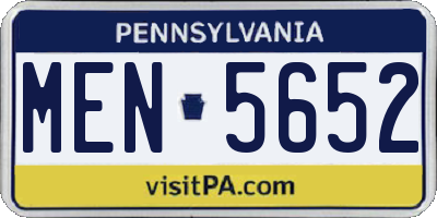 PA license plate MEN5652