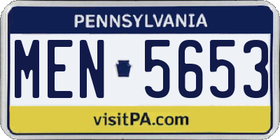PA license plate MEN5653