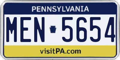 PA license plate MEN5654